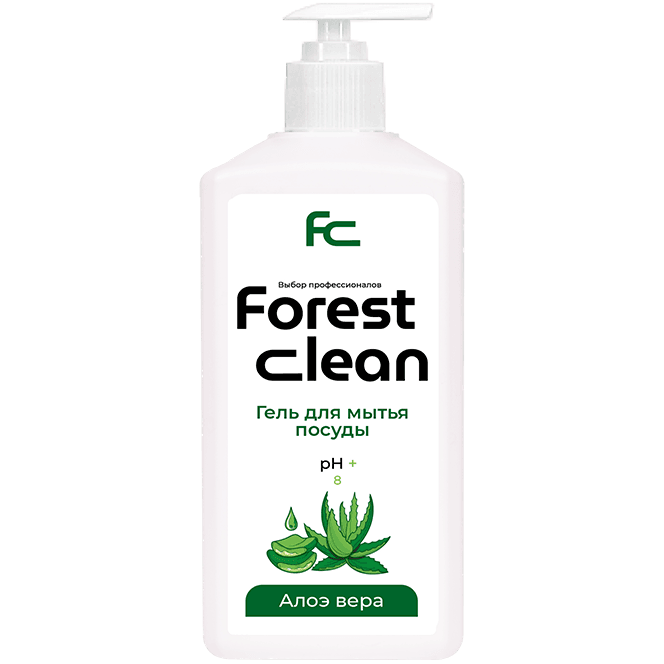 Средство для мытья посуды 1 л "FOREST Clean" дозатор/гель, Алоэ Вера