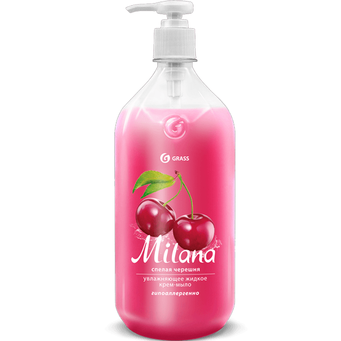 Крем-мыло жидкое 1 л "Milana" с дозатором GRASS, Спелая черешня