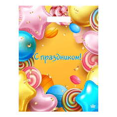 Пакет 31*40 см С праздником прорезь 60 мкм Тико