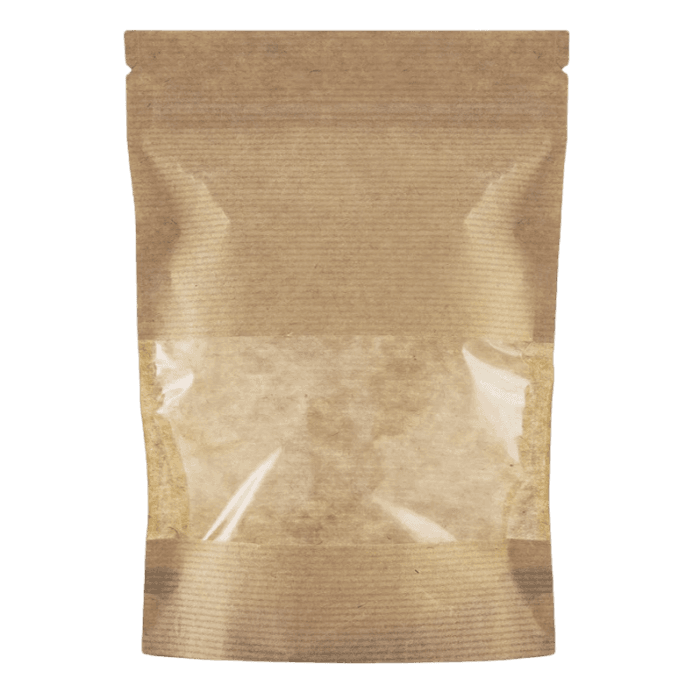 Пакет Дой-пак 105*150 "30+30" мм бумажный с окном 70 мм zip-lock КРАФТ
