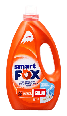 Гель-концентрат для стирки белья 1 л SMART FOX, COLOR Горный эдельвейс