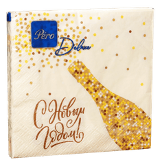 Салфетка бумажная НГ 3-х/трехслойная 33*33 "Pero Deluxe" (20 лист.пач), Брызги шампанского
