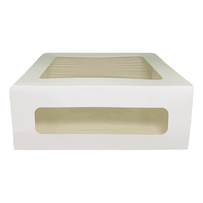 Короб картонный для десертов/тортница 240*240*200 мм БЕЛЫЙ с ОКНОМ CAKE II ForGenika