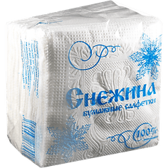 Салфетка бумажная 1/однослойная "Снежинка" 50 листов пач. (20 пач.упак)