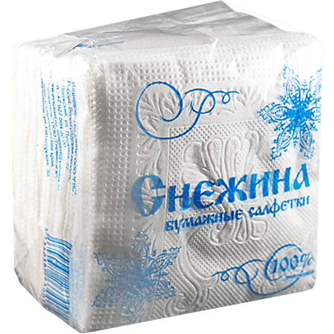 Салфетка бумажная 1/однослойная "Снежинка" 50 листов пач. (20 пач.упак)