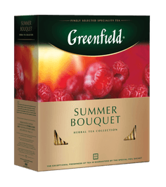 Чай 100 пакетиков "Greenfield", листовой, SUMMER BOUQUET/Травяной/Малина