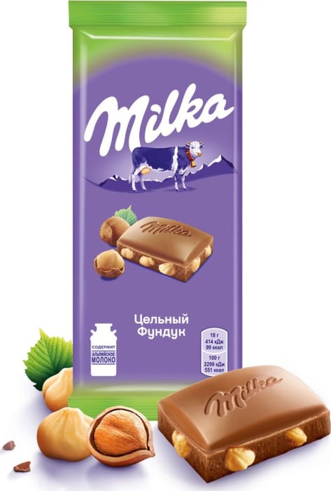 Шоколад "Milka" 80 г, Фундук Цельный