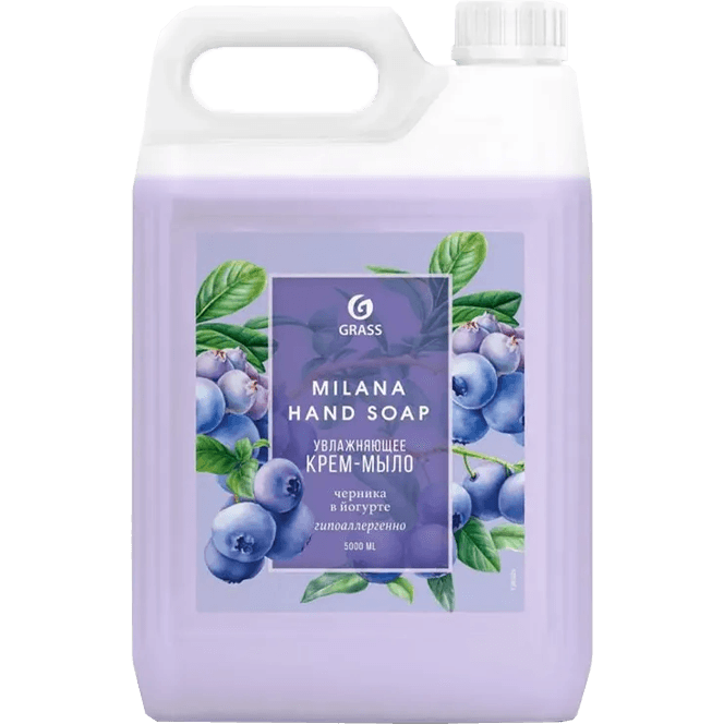 Крем-мыло жидкое 5 л "Milana", канистра GRASS, Черника в йогурте