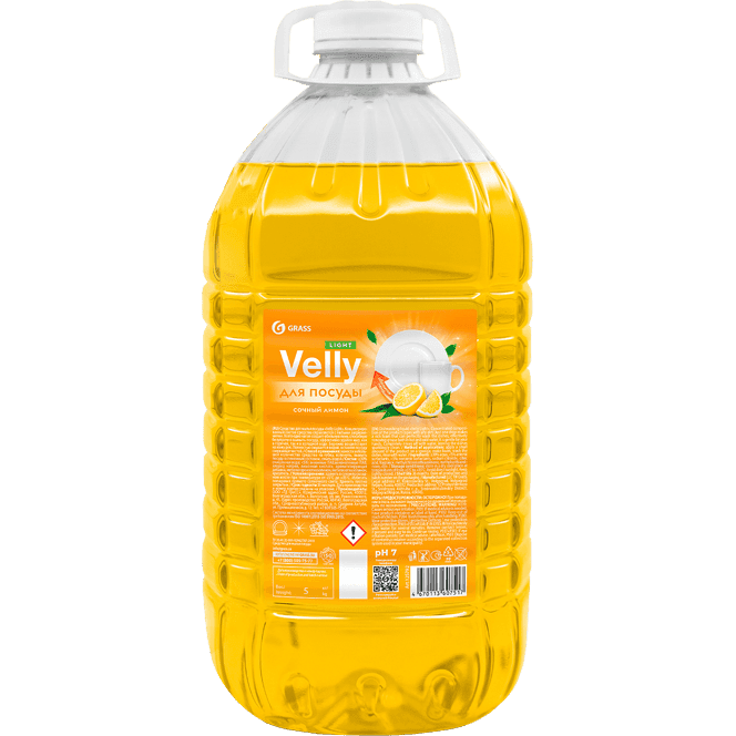 Средство для мытья посуды 5 л Velly Light Сочный лимон Grass ПЭТ