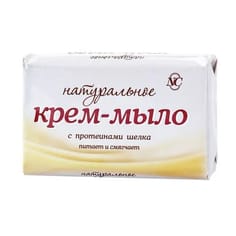 Крем-мыло кусковое 90 г туалетное "Натуральное с протеинами шелка" НК