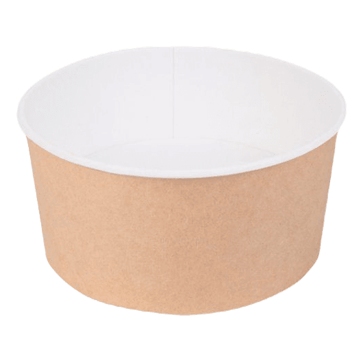 Контейнер/салатник/супница бумажный круглый 1000 мл OSQ Round Bowl D-150 мм + крышка плоская FLAT LID КОМПЛЕКТ
