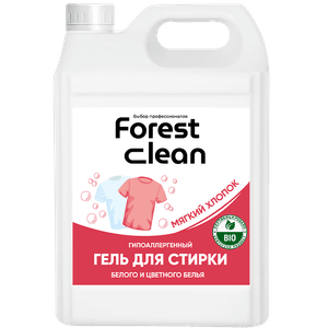 Гель для стирки белья 5 л "FOREST clean" канистра ЕВРО концентрат, Мягкий хлопок
