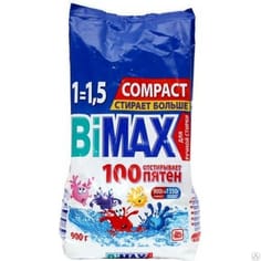 Стиральный порошок 900 г "BiMAX" ручная стирка 100 пятен мягк. упак.