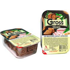 Гренки "Gross" 90 гр. контейнер, Сало с хреном