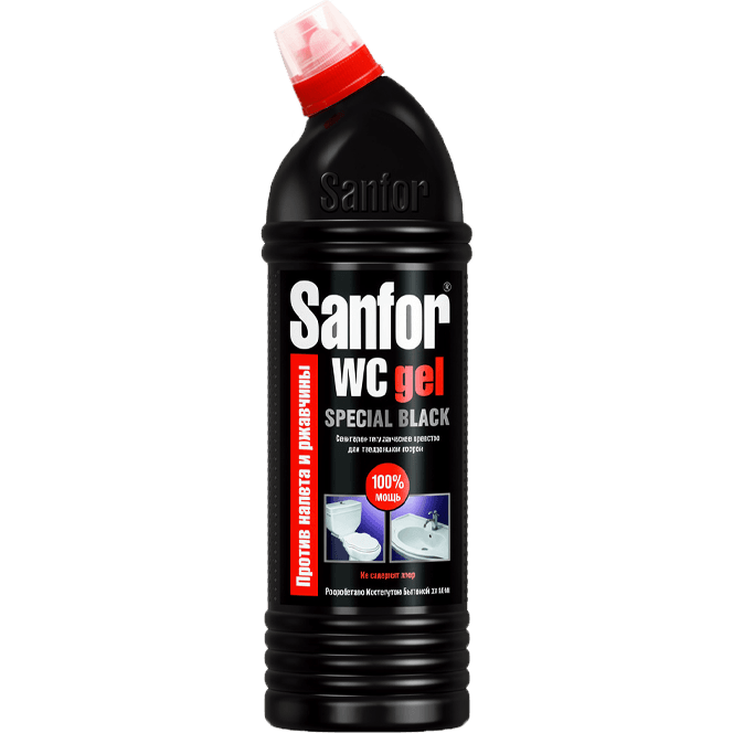 Чистящее средство 750 мл "Sanfor" ГЕЛЬ OXI Special Black