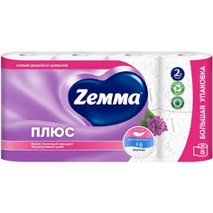 Туалетная бумага 2-х/двухслойная "Zemma" Плюс с запахом (8 рул.упак), Сирень