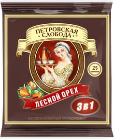 Кофе растворимый "Петровская Слобода" (25 шт.упак), Лесной орех (25 пак/уп 20уп/кор)