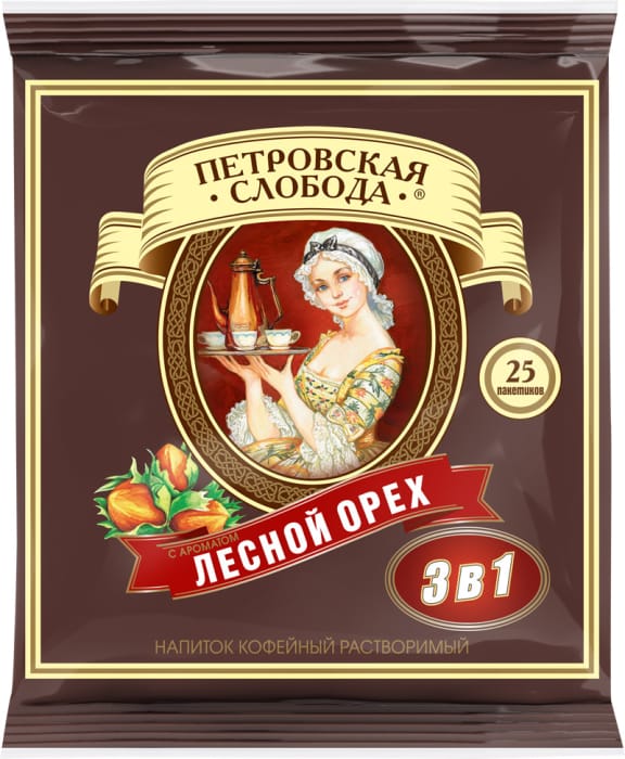 Кофе растворимый "Петровская Слобода" (25 шт.упак), Лесной орех (25 пак/уп 20уп/кор)