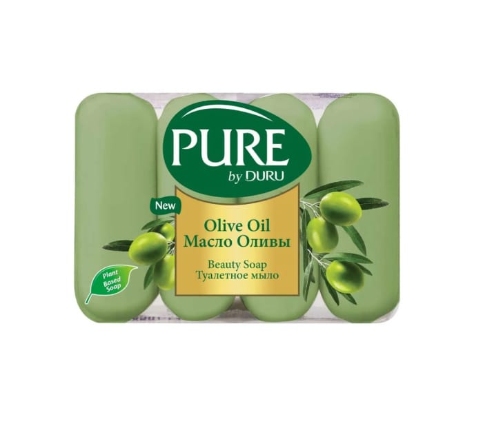 Мыло кусковое 85 г туалетное "DURU" PURE NATURAL (4 шт.упак), Масло оливы