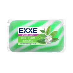 Крем-мыло кусковое 90 г туалетное "EXXE" 1+1 полосатое, одиночное, Зеленое, Зеленый чай