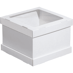 Короб картонный для десертов/тортница 260*260*200 мм БЕЛЫЙ с окном Strong Window White ForGenica