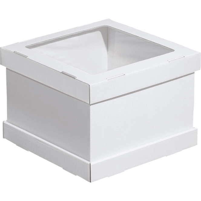 Короб картонный для десертов/тортница 260*260*200 мм БЕЛЫЙ с окном Strong Window White ForGenica