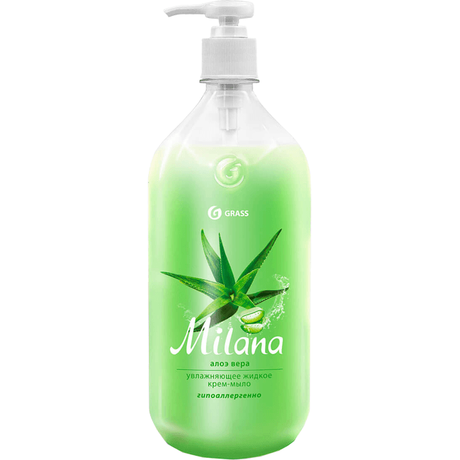 Крем-мыло жидкое 1 л "Milana" с дозатором GRASS, Алоэ Вера 