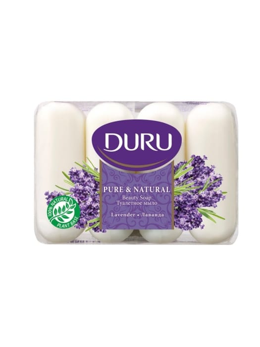 Мыло кусковое 85 г туалетное "DURU" PURE NATURAL (4 шт.упак), Лаванда