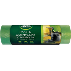 Мешки мусорные 35л/12мкм Master FRESH С УШКАМИ, ЗЕЛЕНЫЕ (30 шт.рул)