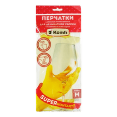 Перчатки латексные хозяйственные с х/б напылением Komfi, M