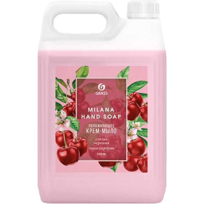 Крем-мыло жидкое 5 л "Milana", канистра GRASS, Спелая черешня