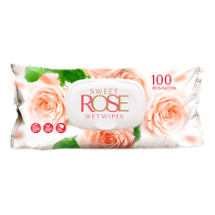 Салфетка влажная 100 шт. "Sweet Rose" с клапаном (100 салф.шт)
