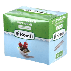 Зубочистки березовые в индивидуальной упак. KOMFI (500 шт.упак)