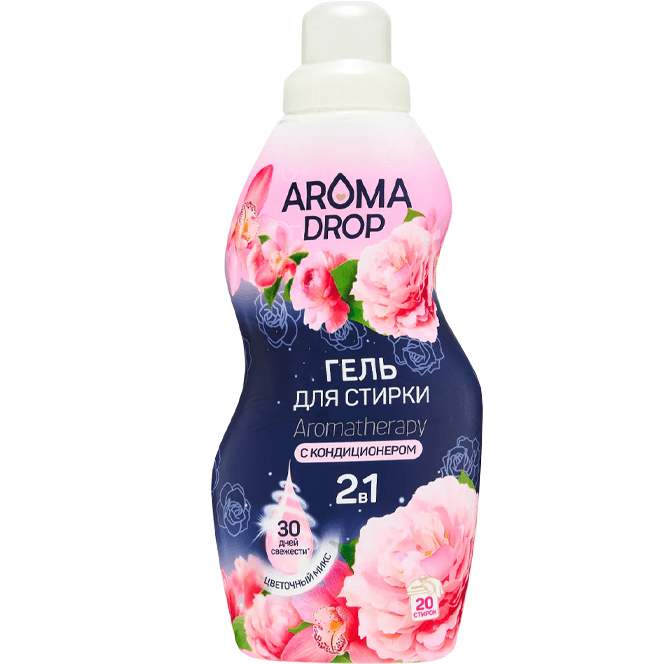 Гель для стирки белья 1 л/1000 мл "Aroma drop" 2 в 1 Aromatherapy, Цветочный микс
