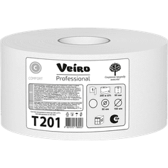 Туалетная бумага 1/однослойная Veiro Professional Comfort 200 м, Белая, МАКСИ