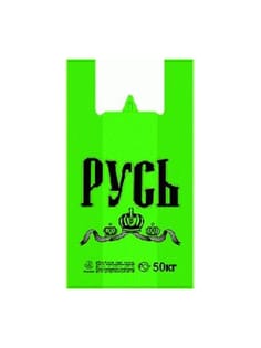 Пакет Майка 29+15*55 см/19 мкм/7,5 гр "Русь" КОТ, Зеленый