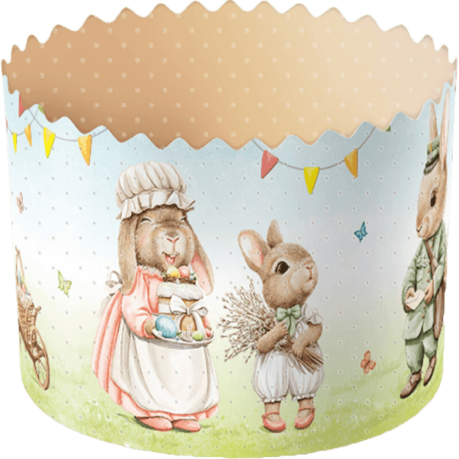 Форма бумажная для куличей 70*85 мм/120-150 гр РЕТРО ЗАЙЦЫ