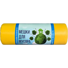 Мешки мусорные 60л/12мкм/60*80 см "Домовенок", в рулоне (20 шт.рул), Желтый