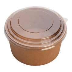Контейнер/салатник бумажный круглый 820 мл с пластик. крышкой ECO RCONT "Pure Kraft"