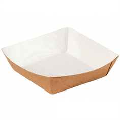 Упаковка бумажная для гамбургера, фри, чиабатты 550 мл 139*139*42 мм ECO Tray "Pure Kraft"