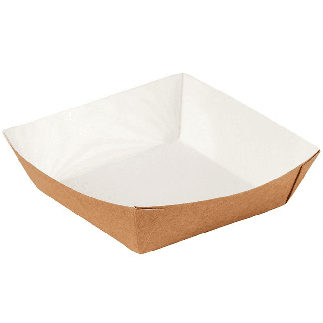Упаковка бумажная для гамбургера, фри, чиабатты 550 мл 139*139*42 мм ECO Tray "Pure Kraft"