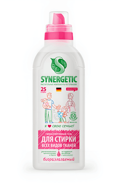 Гель для стирки 1 л SYNERGETIC концентрированный, универсальный