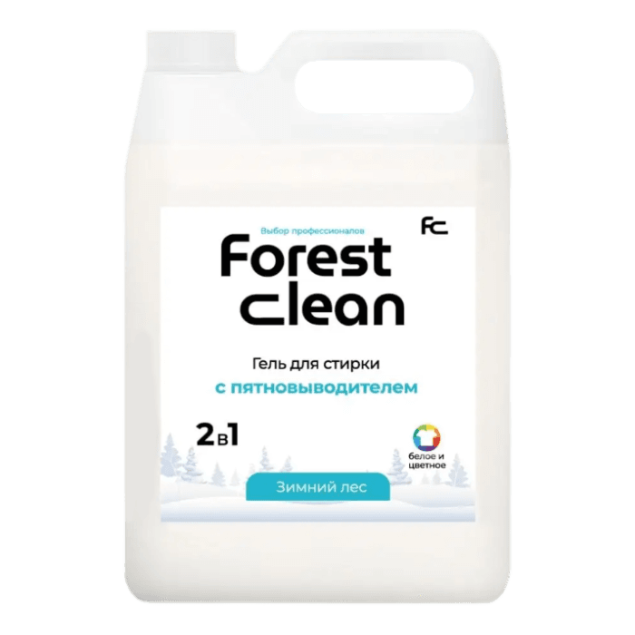 Гель для стирки белья 5 л "FOREST clean" с пятновыводителем канистра ЕВРО, концентрат, "Зимний лес"