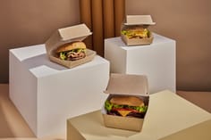 Упаковка бумажная для гамбургеров 123*123*70 мм OSQ BURGER L КРАФТ