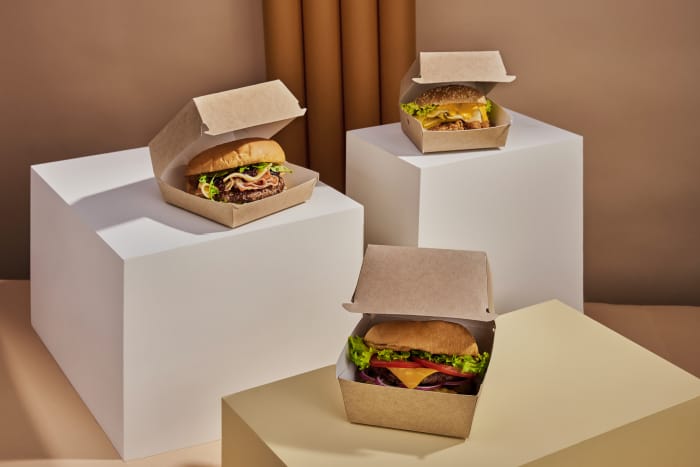 Упаковка бумажная для гамбургеров 123*123*70 мм OSQ BURGER L КРАФТ