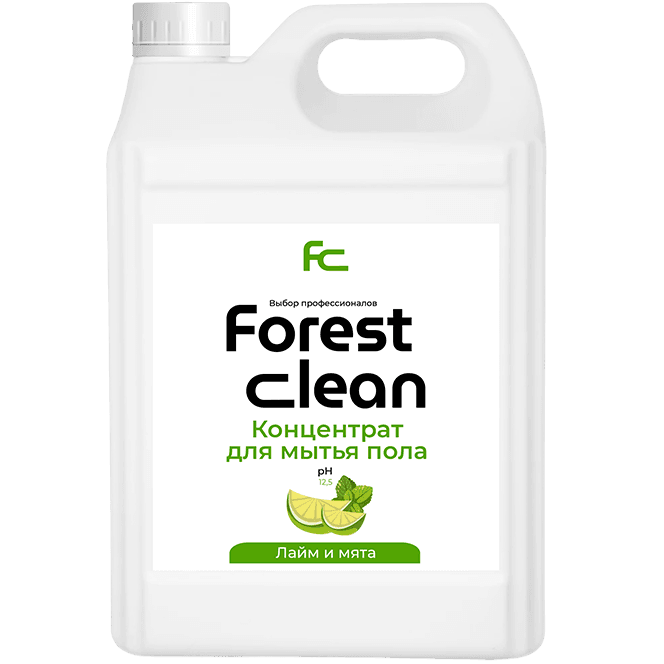 Концентрат для мытья пола 5 л "FOREST Clean" канистра ЕВРО, Лайм и мята, нейтральный запах