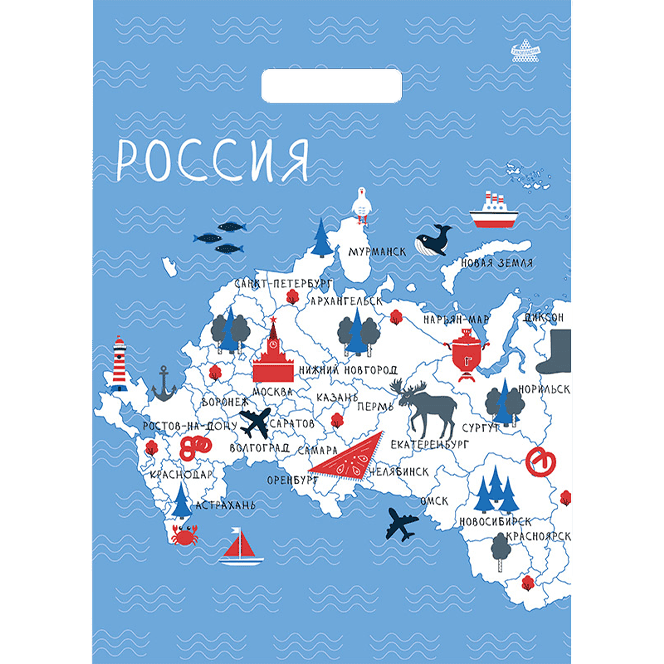 Пакет 43*31,5 см Грэй глосс Наша страна прорезь 50 мкм Тико