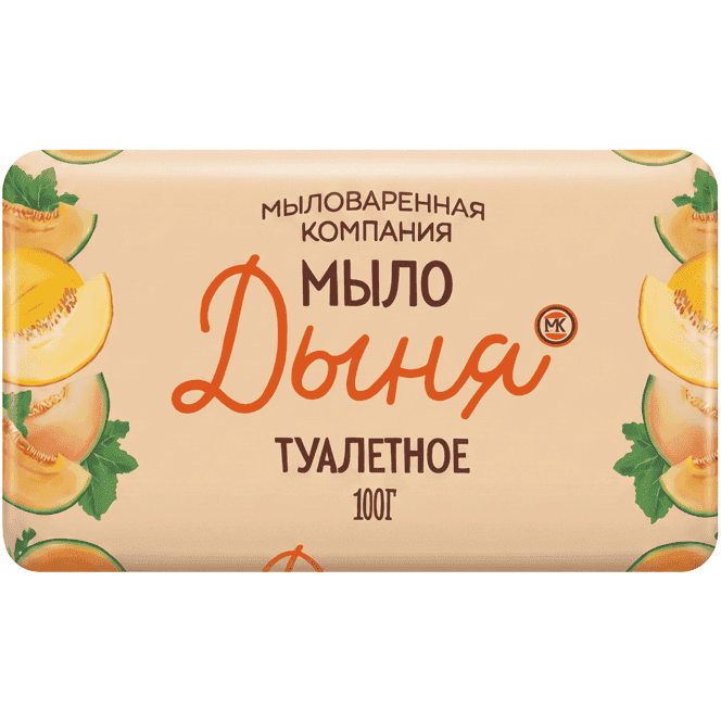 Мыло кусковое 100 г туалетное в цветной обертке ММК, Дыня