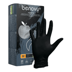 Перчатки нитриловые ЧЕРНЫЕ "BENOVY" (50 пар.упак), M