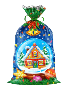Пакет НГ фольгированный 20*35 см "Снежный шар"